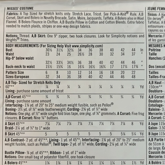 Simplicity Costume Pattern 0873 - Picture 3 of 3